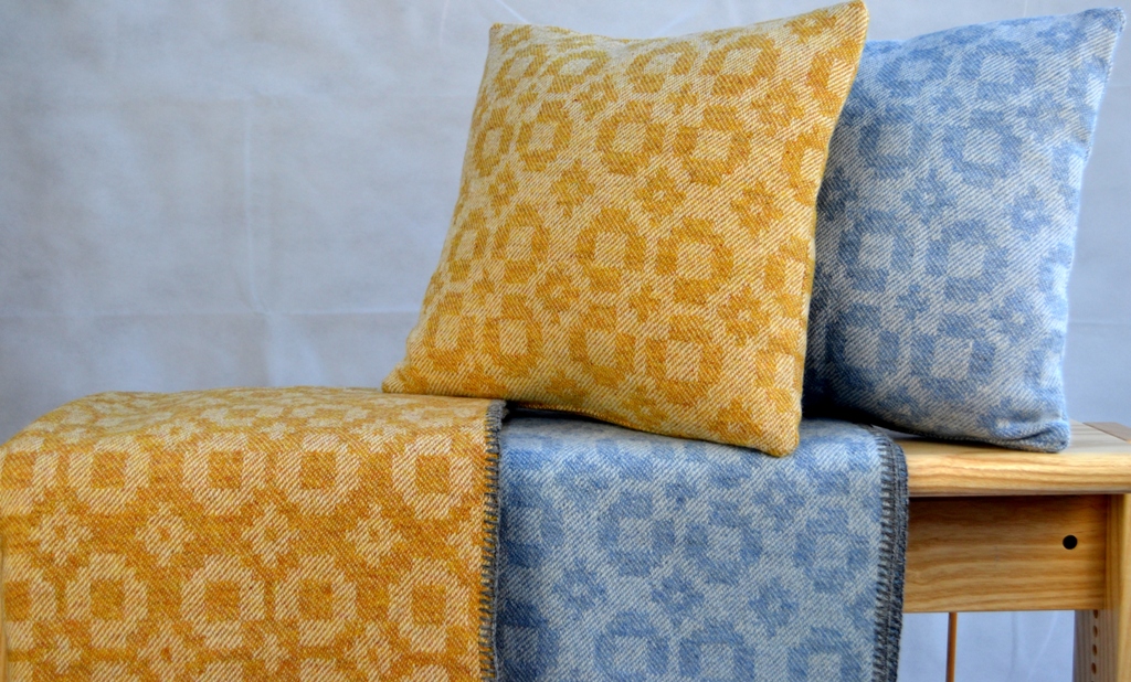 Handwoven 'Classic Squares' lambswool throws and cushions