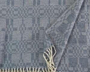 Soft blue handwoven lambswool throw in my 'Coverlet' design