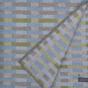 Handwoven 'Lineal' throw in blue, green and grey (1)