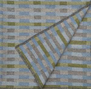 Handwoven 'Lineal' throw in blue, green and grey (2)
