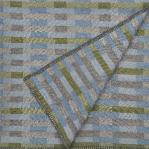 Handwoven 'Lineal' throw in blue, green and grey (2)