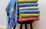 Stack of 'Moroccan Tiles' throws on my antique spinning chair