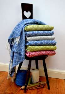 Stack of 'Moroccan Tiles' throws on my antique spinning chair