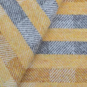 Lineal throw - saffron, ochre and grey - closeup