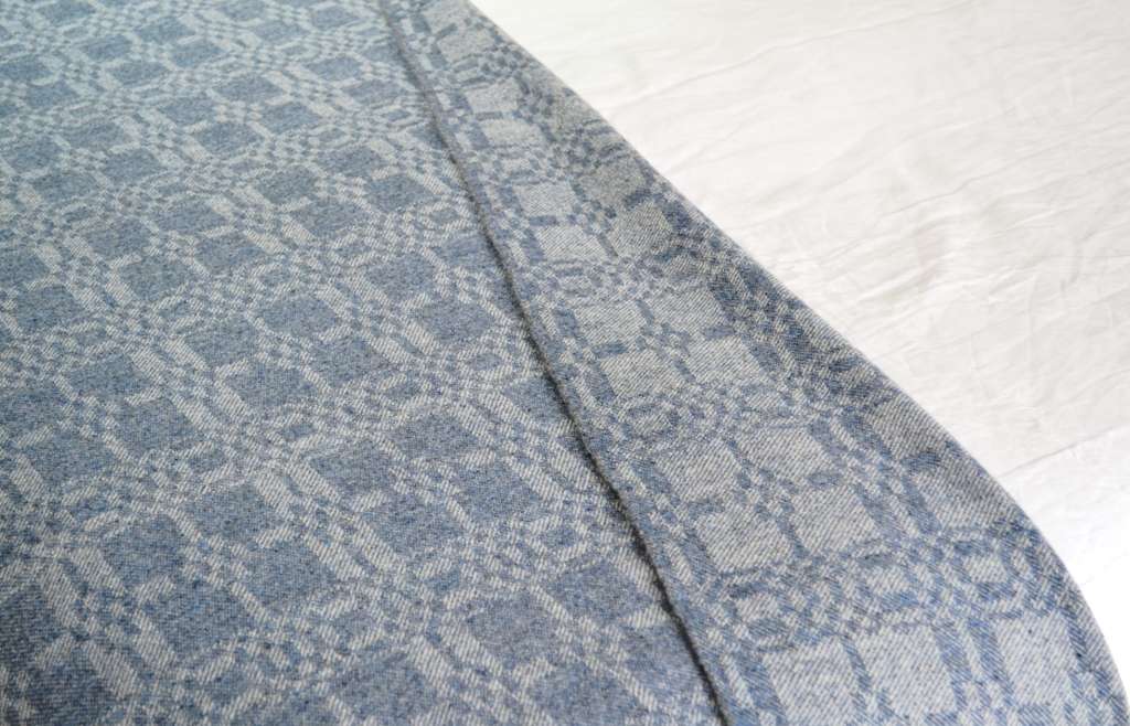 Coverlet throw in soft blue close up