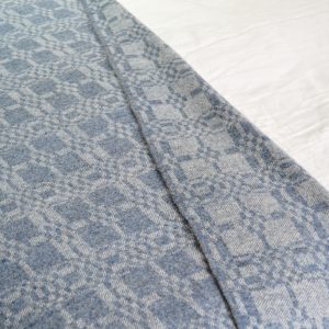 Coverlet throw in soft blue close up