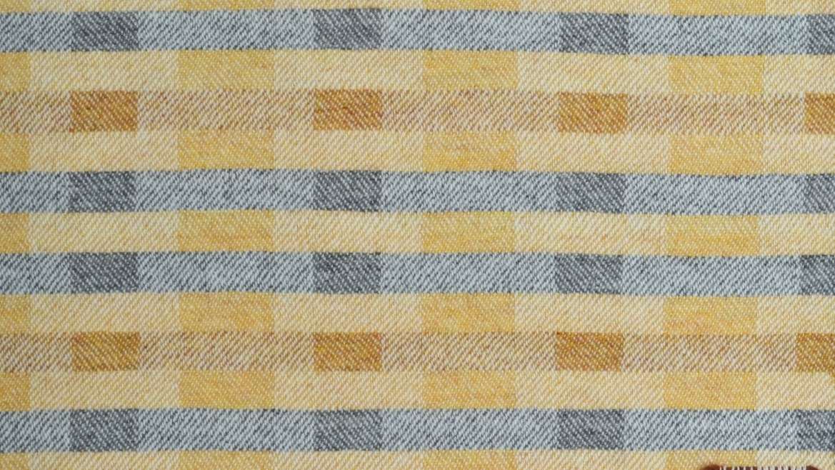 Lineal throw in saffron, ochre and grey - reverse